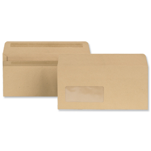 New Guardian Envelopes Lightweight Wallet Press Seal Window 80gsm Manilla DL [Pack 1000] Ident: 117C