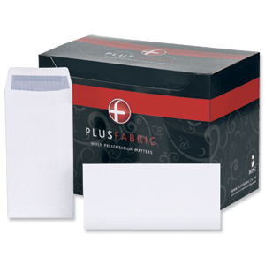 Plus Fabric Envelopes Pocket Press Seal 110gsm DL 220x110mm White [Pack 500]