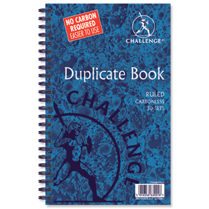 Challenge Duplicate Book Carbonless Ruled 50 Sets 210x130mm Ref 100080469 [Pack 5] Ident: 52B