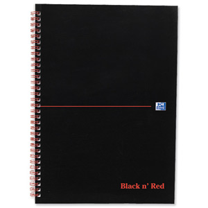 Black n Red Notebook Soft Cover Wirebound Perforated 90gsm Ruled 100pp A4 Ref 100080174 [Pack 10] Ident: 27H
