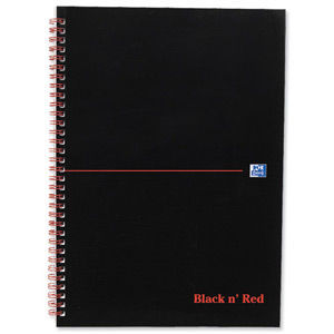 Black n Red Notebook Soft Cover Wirebound Perforated 90gsm Ruled 100pp A4 Ref 100080174 [Pack 10] Ident: 27H