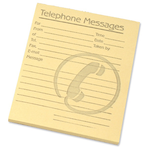 Telephone Message Pad 80 Sheets 127x102mm Yellow Paper [Pack 10] Ident: 52H