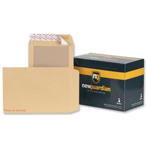 New Guardian Envelopes Heavyweight Board-backed Peel and Seal Manilla C4 [Pack 125] Ident: 125B