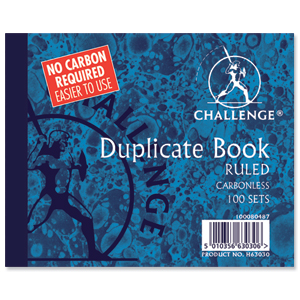 Challenge Duplicate Book Carbonless Ruled 100 Sets 105x130mm Ref 100080487 [Pack 5] Ident: 52A
