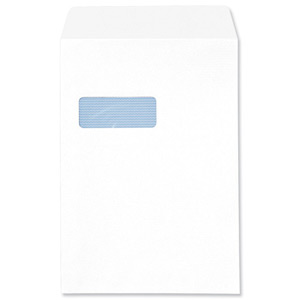5 Star Envelopes Pocket Press Seal with Window 90gsm White C4 [Pack 250]