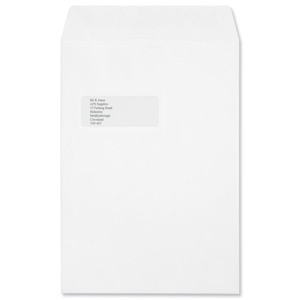 Croxley Script Envelopes Pocket Peel and Seal Window Pure White C4 [Pack 250]