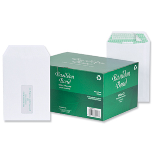 Basildon Bond Envelopes Pocket Peel and Seal Window 100gsm White C5 [Pack 500]