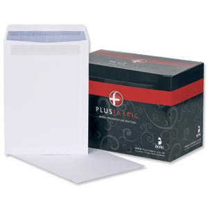 Plus Fabric Envelopes Pocket Press Seal 120gsm C4 White [Pack 250] Ident: 119B