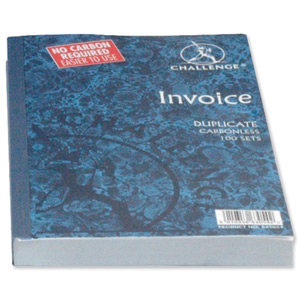 Challenge Duplicate Book Carbonless Invoice without VAT/tax 100 Sets 210x130mm Ref 100080526 [Pack 5] Ident: 52A