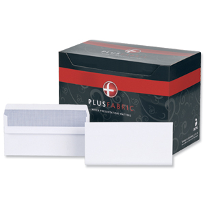 Plus Fabric Envelopes Wallet Press Seal 110gsm DL White [Pack 250] Ident: 117B