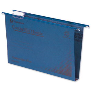 Rexel Crystalfile Classic Suspension File Manilla 30mm Foolscap Blue Ref 70625 [Pack 50] Ident: 209F