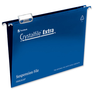 Rexel Crystalfile Extra Suspension File Polypropylene 15mm Foolscap Blue Ref 70630 [Pack 25] Ident: 211C