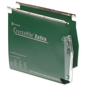 Rexel Crystalfile Extra Lateral File Polypropylene Square-base 30mm W275mm Green Ref 70640 [Pack 25] Ident: 214B