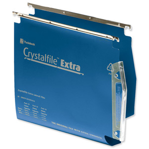 Rexel Crystalfile Extra Lateral File Polypropylene Square-base 30mm W275mm Blue Ref 70642 [Pack 25] Ident: 214B