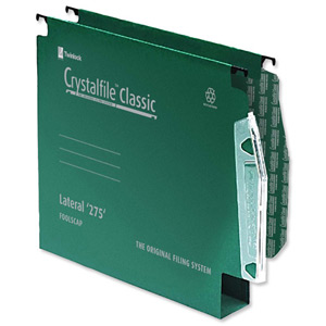Rexel Crystalfile Classic Lateral File Manilla Square-base 50mm W275xH280mm Green Ref 71762 [Pack 50] Ident: 213D