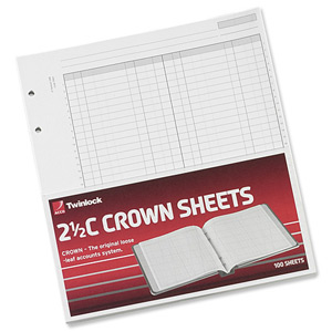 Twinlock 2.5C Crown Double Ledger Sheets Ref 75831 [Pack 100] Ident: 57E