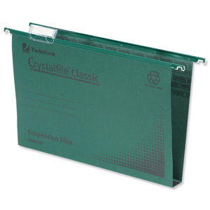 Rexel Crystalfile Classic Suspension File Manilla 30mm Foolscap Green Ref 78041 [Pack 50]