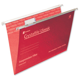 Rexel Crystalfile Classic Suspension File Manilla V-base 15mm Foolscap Red Ref 78141 [Pack 50] Ident: 209E