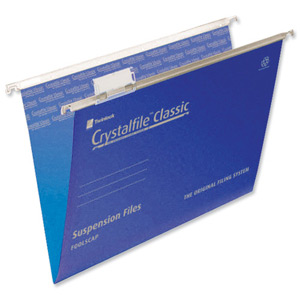 Rexel Crystalfile Classic Suspension File Manilla V-base 15mm Foolscap Blue Ref 78143 [Pack 50] Ident: 209E