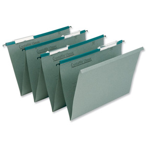 Rexel Crystalfile Classic Linked Suspension File Manilla V-base Foolscap Green Ref 78650 [Pack 50] Ident: 210F